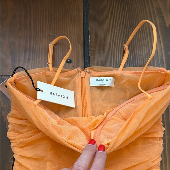 Orange Ruched Dress - Picture 2 of 3